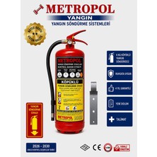 Metropol Yangın 6 kg Köpüklü Yangın Söndürme Tüpleri Yangın Söndürücü Levha ve Askı Aparat Hediyeli