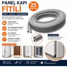 Trendhane 25 Metre Panel Kapı Fitili | Ses, Toz ve Rüzgar Önleyici Kapı Contası | Gri Kapı Fitili