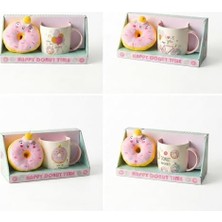 Maxi Trendy Donut Peluş Anahtarlıklı Porselen Kupa - Sürpriz 4 Farklı Modelden Biri - Hediyelik Sevimli Kupa Bardak ve Yumuşak Anahtarlık Seti (Asorti/karışık 1 Adet)