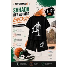 Overmax Top Süren Adam Baskılı Çocuk Takım – Tişört & Şort 2’li Kombin | 1-12 Yaş Trend Yazlık Takım