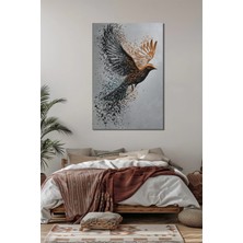 Uçan Kuş Baskılı Cam Tablo – Parçalanma Efektli Modern Duvar Dekoru
