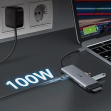 Maxi Trendy UH7021C | Usb-C 7’si 1 Arada Hub | 4K@60Hz Hdmı, 100W Pd, 3× USB 3.0, Sd & Microsd Uhs-I (200 Mb/s), Tak-Çalıştır, Alüminyum Tasarım