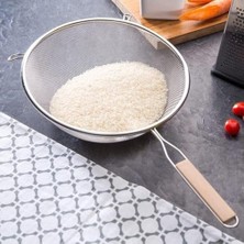Maxi Trendy Ahşap Saplı Paslanmaz Çelik Süzgeç, Orta Boy Metal Süzgeç 21 * 9.5 cm Estetik ve Dayanıklı Ahşap Saplı Paslanmaz Çelik Süzgeç ASS22