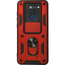 Marsilyan™- Xiaomi Redmi Note 9 Kılıf Pars Lens Yüzüklü Silikon - Kırmızı