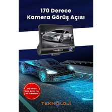 Maxi Trendy Araç Içi Kamera 4'' LCD Ekran 3 Kameralı 170° Geniş Açı 1080P G-Sensör Gece Görüşlü Uyumlu Yol Kayıt