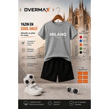 Overmax Milano Baskılı Çocuk Takım – Tişört & Şort 2’li Kombin | 1-12 Yaş Trend Yazlık Takım