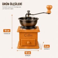 Maxi Trendy Ahşap Hazneli Kahve Değirmeni, Metal Mekanizmalı Manuel Kahve Öğütücü, Çekmeceli El Değirmeni, Ayarlanabilir Öğütme Hazneli  Mutfak Kahve Öğütücüsü
