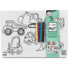 Mabelme Store Funny Mat - Iş Makineleri ve Taşıtlar 6'lı Kalem Hediyeli 30 x 40 cm
