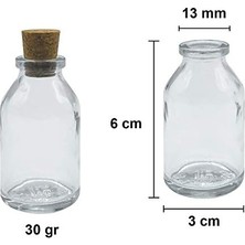Maxi Trendy Şeffaf 25 ml / 25 cc Mantar Tıpalı Boş Cam Şişe 12 Adet