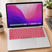 Maxi Trendy MacBook Air 13 Türkçe Q Klavye Koruyucu Us Amerikan Enter | A1932 A2179 A2337 M1 Uyumlu | Ingilizce Klavyeyi Türkçeye Çeviren Ince Silikon Keyboard Cover Pembe