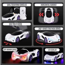 Maxi Trendy /oyuncak 2.4 Ghz Uzaktan Kumandalı Şarjlı Elektrikli Araba 4x4 Şarj Istasyonlu Buharlı LED Işıklı Sesli Müzikli Full Fonksiyon 4 Çeker Drift Atabilen 1200 Mah Şarjlı Pilli (Premium Beyaz)