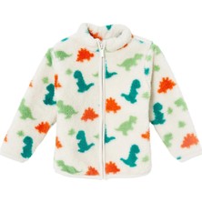 Hellobaby Erkek Bebek Welsoft Hırka Dinozor Baskılı Fermuarlı Bisiklet Yaka Long Sleeve