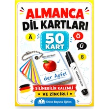 Enine Boyuna Eğitim Zincirli Almanca Dil Kartları (Yaz-Sil)