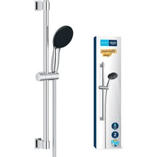 Hype Store Vitalio Start 110 Sürgülü Duş Seti, 110MM Yuvarlak 2 Akışlı El Duşu, 600MM Sürgülü Ray, 1750MM