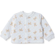 Hellobaby Erkek Bebek Kapitone Hırka Ayı Baskılı Çıtçıtlı Bisiklet Yaka Long Sleeve