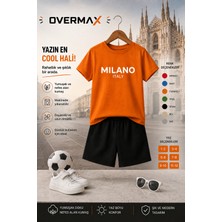 Overmax Milano Baskılı Çocuk Takım – Tişört & Şort 2’li Kombin | 1-12 Yaş Trend Yazlık Takım
