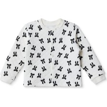 Hellobaby Kız Bebek Kapitone Hırka Fiyonk Baskılı Çıtçıtlı Bisiklet Yaka Long Sleeve