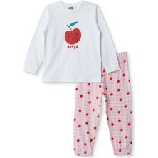 Hellobaby Kız Bebek Pijama Takımı Fiyonk Baskılı Çıtçıtlı Bisiklet Yaka Long Sleeve Ribanalı