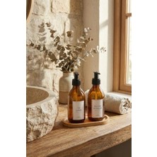 Maxi Trendy 2’li Cam Sabunluk Seti – Bambu Altlıklı Şık Standlı Sıvı Sabunluk | Mutfak ve Banyo Için Modern Cam Dispenser