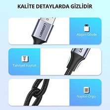 Maxi Trendy Örgülü USB Type-C Şarj ve Data Kablosu, 1.5 Metre, Siyah