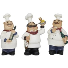 Deco 79 Polystone Şef Heykeli (3chef Seti) 5", 4", 6" H, Beyaz