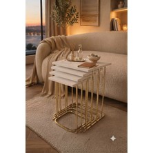 Eryalux Home Modern Zigon Sehpa (Gold-Beyaz)