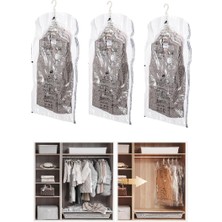 Maxi Trendy Tarix Vakumlu Hurç, Dolap Düzenleyici Elbise Saklama Poşeti,%80 Yer TASARRUFU,1ADET 90X60CM,1ADET 105X70CM,1ADET 145X70CM (Elbise Seti 3'lü)