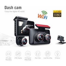 Maxi Trendy Wifi Destekli 3 Kameralı Araç Içi Kamera – 1080P Full Hd, 4.0'' Ekran, Gece Görüş, G-Sensör Acil Kayıt, Arka Görüş Kamerası, Döngüsel Kayıt ve Park Koruma Özellikli