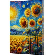 Van Gogh 4 - Ayçiçekleri Çizgili Yan Boyamalı Defter