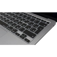Maxi Trendy Rusça Klavye Koruyucu MacBook Air 13 A1932 A2179 A2337 M1 Uyumlu | Uk Iso Ters L Enter | Ince Silikon Russian Keyboard Cover Siyah