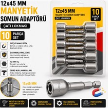 Trendhane 12×45 mm Manyetik Somun Adaptörü (Çatı Lokması) – 10'lu Profesyonel Set