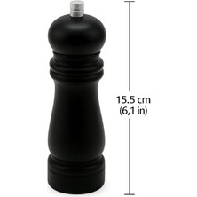 Maxi Trendy Ahşap Tuz ve Karabiber Öğütücü | 15.5 cm Siyah Bambu Baharat Değirmeni | Ayarlanabilir Seramik Öğütücü Mekanizma | Şık ve Dayanıklı Mutfak Aksesuarı