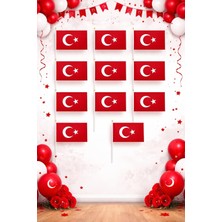 Maxi Trendy 23 Nisan Süsleri 23 Nisan Hediyeleri 10 Adet Çıtalı Bayrak Orta Boy
