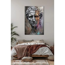 Antik Heykel Baskılı Cam Tablo – Modern Dokunuşlu Klasik Sanat Duvar Dekoru