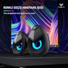 Maxi Trendy Aula N-69 2 * 3W Rgb LED Işıklı Masaüstü Oyuncu Laptop Pc Bilgisayar Hoparlörü