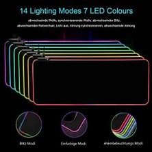 Maxi Trendy Owege Oyun Fare Altlığı Xxl 800 x 300 mm Rgb Fare Altlığı, Büyük, 14 Aydınlatma Modu, 7 LED Renk, Dikişli Kenarlar, Su Geçirmez, Kaymaz, Hassasiyeti Artırır, Komple Siyah