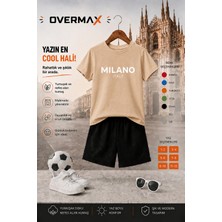 Overmax Milano Baskılı Çocuk Takım – Tişört & Şort 2’li Kombin | 1-12 Yaş Trend Yazlık Takım