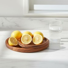 Maxi Trendy 2'li Doğal Akasya Ahşap Yuvarlak Servis Tabağı ve Çerezlik Seti – 12 cm ve 15 cm Kahvaltılık, Sosluk ve Sunum Kasesi (Ikili Takım)