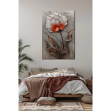 Lale Çiçeği Baskılı Cam Tablo – Modern Kabartma Efektli Floral Duvar Dekoru