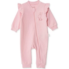 Bebetto Kız Bebek Tulum Hayvan Baskılı Fermuarlı Bisiklet Yaka Long Sleeve Patiksiz