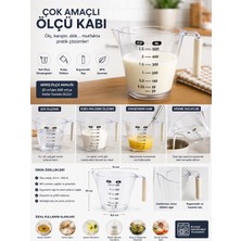 BURADABULDUN 500 ml Ölçü Kabı Ölçekli Şeffaf Dereceli Mutfak Ölçü Bardağı Cup ve ml Ölçülü Kulplu