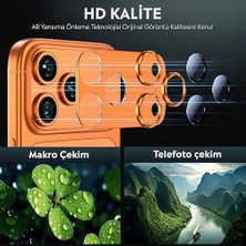 Maxi Trendy iPhone Uyumlu Full Kamera Lens Koruyucu Darbe Dayanıklı Temperli Cam Tam Koruyucu Kamera Lens Cam Film Çizilme Önleyici (Turuncu, iPhone 17 Pro)