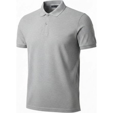 İlk El Grup Erkek Polo Yaka Düğmeli Pike Kumaş Tişört Regular Fit Kısa Kol T-Shirt - Gri