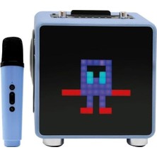 Maxi Trendy 15W 11X11 Piksel LED Ekranlı Karaoke Bluetooth Hoparlör Mavi BTS-270