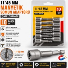 Trendhane 11×45 mm Manyetik Somun Adaptörü (Çatı Lokması) – 10'lu Profesyonel Set