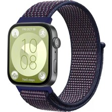 İlk El Grup   Huawei Fit 4 Hasırlı Cırtcırtlı Kordon - Mavi-Beyaz