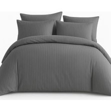 Maxi Trendy Çift Kişilik Çizgili Saten Nevresim TAKIMI%100 Pamuk 200X220 - Yumuşak Dokulu Lüks Nevresim Takımı - 4 Parça - Nevresim 200X220 Cm, Çarşaf 240X260 Cm, Yastık Kılıfı 50X70 cm (2 Adet)