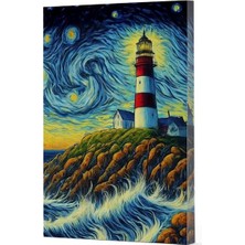 Van Gogh 8 - Deniz Feneri Çizgili Yan Boyamalı Defter
