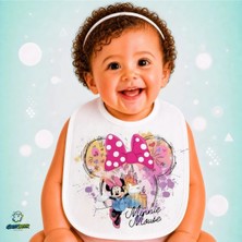 Ghostbastır Design Minnie Mouse Keten Bebek Mama Önlüğü – Yumuşak, Emici, Yıkanabilir, Özel Tasarım P137