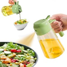 Maxi Trendy 2'si 1 Arada Cam Sprey Yağdanlık ve Akıtmalı Şişe - 450ML Mutfak Yağ Püskürtücü - Air Fryer, Salata ve Yemek Hazırlığı Için Sağlıklı Yağ Kontrolü - Sızdırmaz Kapaklı